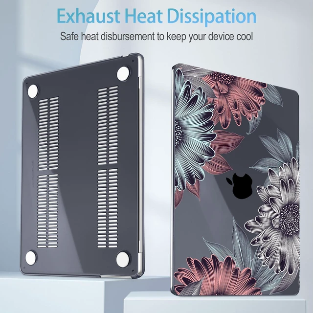 Alt view image 3 of 5 - Mektron for 2026/2025/2024/2023 MacBook Air 15 INCH M5 A3448 /M4 A3241 /M3 A3114 /M2 A2941 Case, Printed Plastic Hard Shell Cover with 15.3" Liquid Retina Display Touch ID, Blooming Chrysanthemums