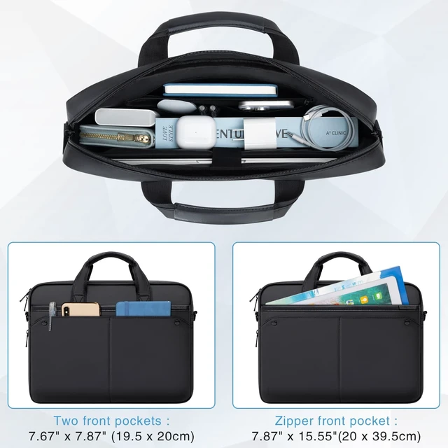Alt view image 4 of 5 - RAINYEAR 15.6 Inch Laptop Bag Expandable Shoulder Bag with Handle for Men