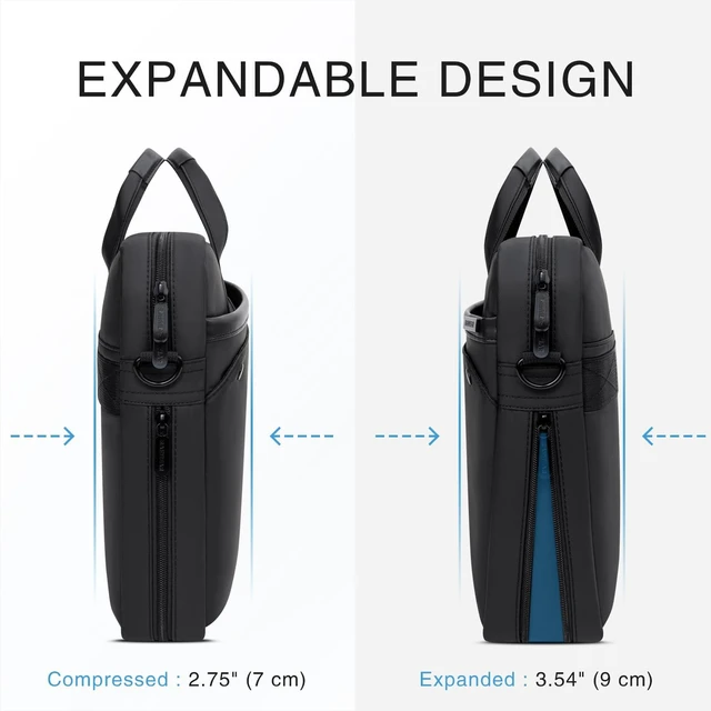 Alt view image 3 of 5 - RAINYEAR 15.6 Inch Laptop Bag Expandable Shoulder Bag with Handle for Men