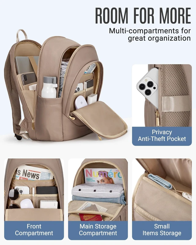 Alt view image 3 of 5 - LIGHT FLIGHT Travel Backpack for Women, 17.3 inch Laptop Daypack
