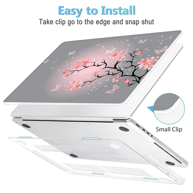 Alt view image 3 of 5 - Mektron Case for M5 MacBook Pro 14 inch 2025 A3434 A3112 Fit 2024-2021 M4 A3112 A3401 A3185 M3 A2918 A2992 M2 A2779 M1 A2442 Pro/Max, Hard Shell Cover for MacBook Pro 14", Butterfly Cherry Blossom