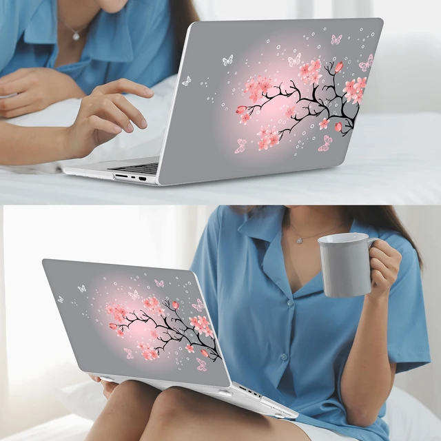 Alt view image 5 of 5 - Mektron Case for M5 MacBook Pro 14 inch 2025 A3434 A3112 Fit 2024-2021 M4 A3112 A3401 A3185 M3 A2918 A2992 M2 A2779 M1 A2442 Pro/Max, Hard Shell Cover for MacBook Pro 14", Butterfly Cherry Blossom