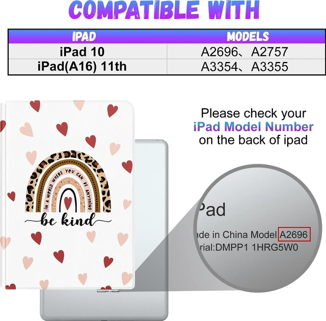 Alt view image 2 of 5 - Uppuppy for iPad 10th Generation Case 10.9 Inch, for iPad 11th(A16) 2025 Girls Cute Kids Women Folio Cover Pencil Holder Boho Rainbow Aesthetic Design Girly Kawaii Teens Tablet Cases for Apple 10/11