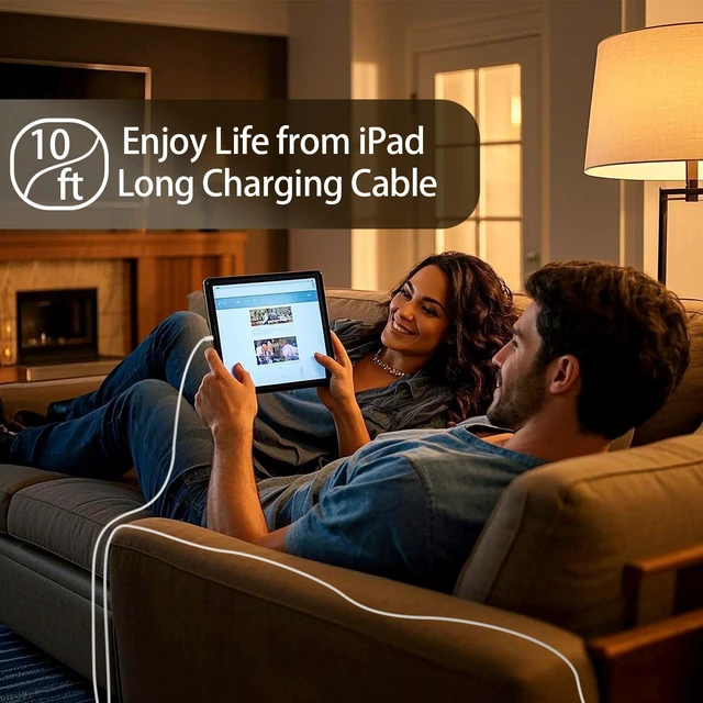 Alt view image 5 of 5 - iPad Charger Fast Charging, 10ft USB-C Cable & 20W USB C Charge Block,1Pack