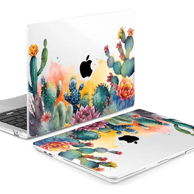 Alt view image 3 of 5 - MEEgoodo for M5/M4/M3/M2 MacBook Air 15 inch Case 2026 2025 2024 2023, Case Fit Model (A3448/A3241/A3114/A2941) for MacBook Air 15.3 inch, Tropical Cactus