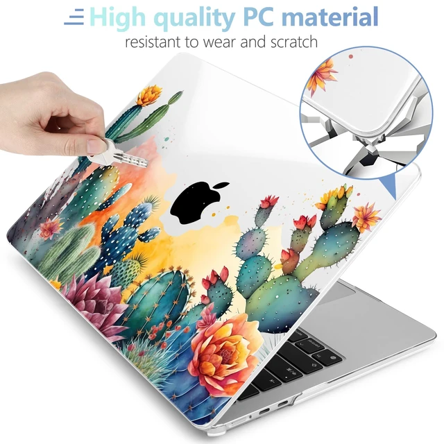 Alt view image 4 of 5 - MEEgoodo for M5/M4/M3/M2 MacBook Air 15 inch Case 2026 2025 2024 2023, Case Fit Model (A3448/A3241/A3114/A2941) for MacBook Air 15.3 inch, Tropical Cactus