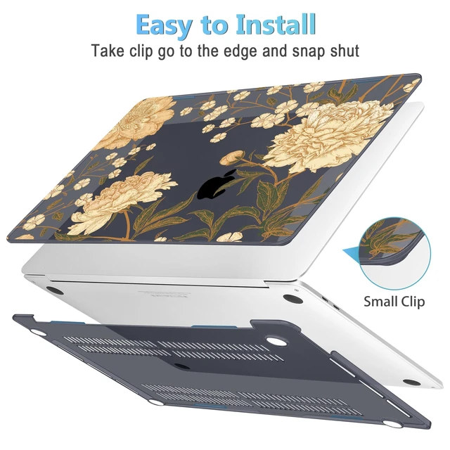 Alt view image 3 of 5 - Mektron Case for MacBook Pro 16 Inch A2141 Cover 2019 Release 16" with Liquid Retina Display/Touch ID, Plastic Hard Shell with Keyboard Skin & Screen Protector & Dust Plug, Peony Flowers C186