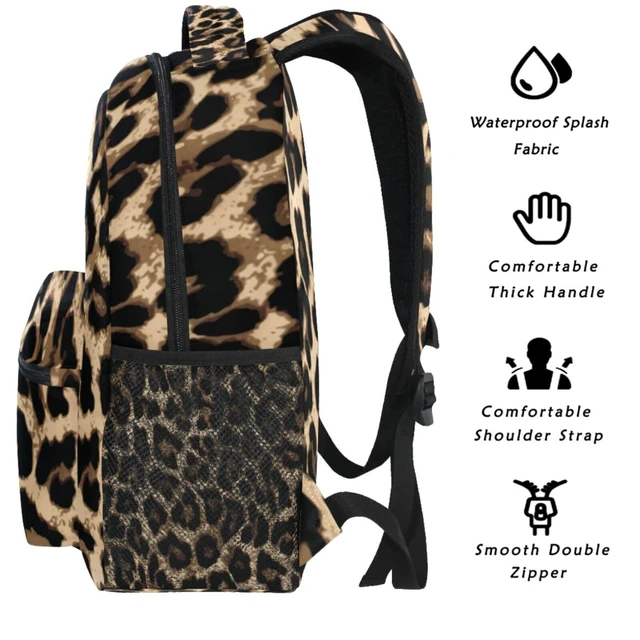 Alt view image 3 of 5 - Oarencol Leopard Backpack Animal Skin Print Bookbag Daypack Travel Hiking Camping School Laptop Bag