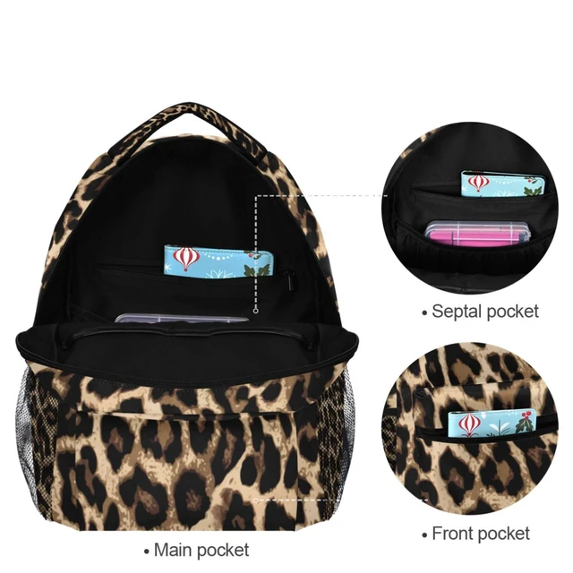 Alt view image 4 of 5 - Oarencol Leopard Backpack Animal Skin Print Bookbag Daypack Travel Hiking Camping School Laptop Bag