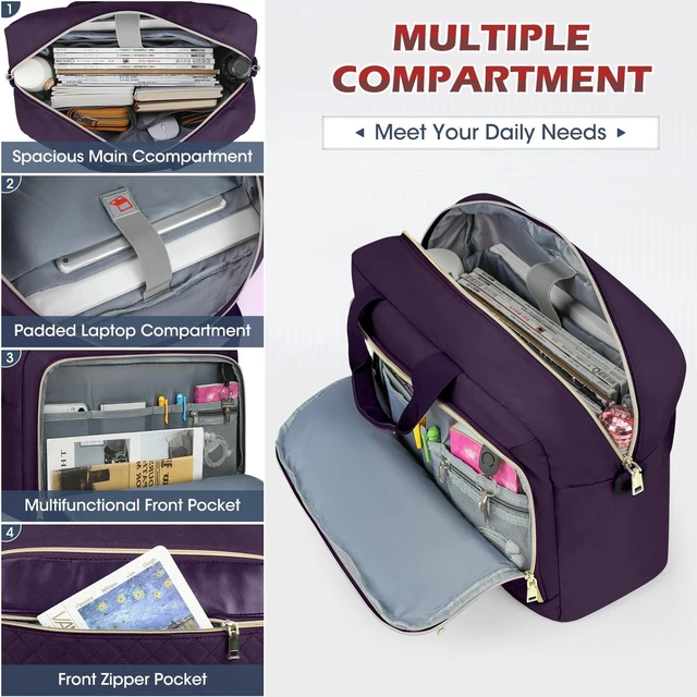Alt view image 4 of 5 - NEWHEY Laptop Bag 17.3 Inch Laptop Briefcase for Women Large Computer Bag