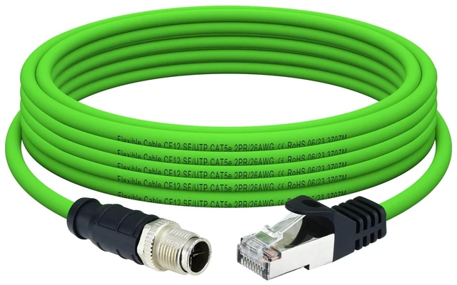 Main image of Lonlonty M12 X-Coded 8 Pin to RJ45 Ethernet Cable 10Gbps Cat6A Industrial Ethernet Shielded Cable Waterproof for Cognex and Automation Application SFTP 26AWG 5m 16.5Ft