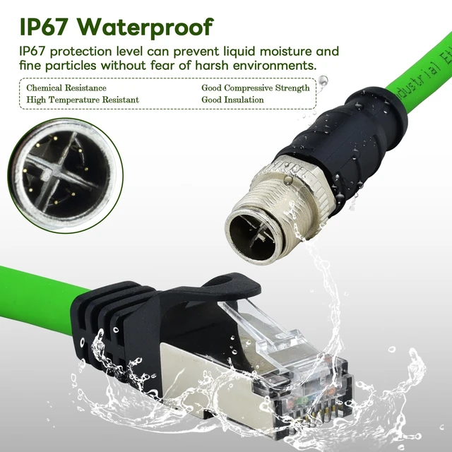 Alt view image 3 of 5 - Lonlonty M12 X-Coded 8 Pin to RJ45 Ethernet Cable 10Gbps Cat6A Industrial Ethernet Shielded Cable Waterproof for Cognex and Automation Application SFTP 26AWG 5m 16.5Ft