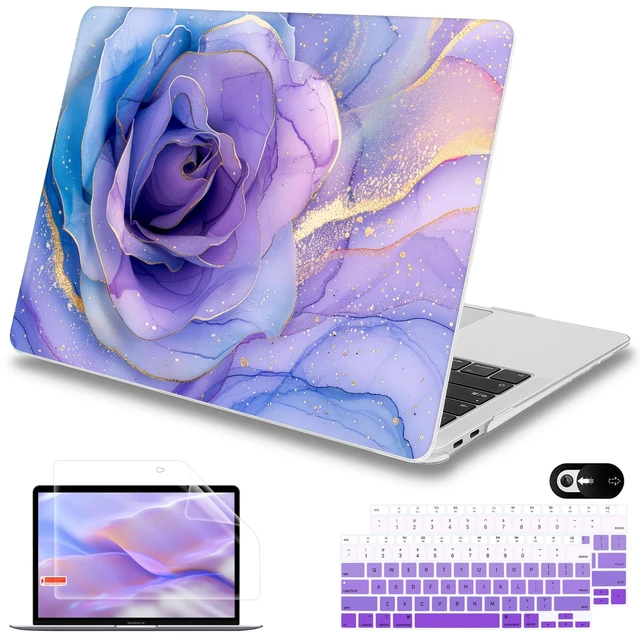 Main image of Mektron Case for MacBook Air 13 inch M1 A2337 A2179 A1932,Hard Cover 2018-2021 Air 13-inch with Touch ID, Exclusively Designed Protective Shell with Keyboard Skin+Screen Protector, Rose Marble