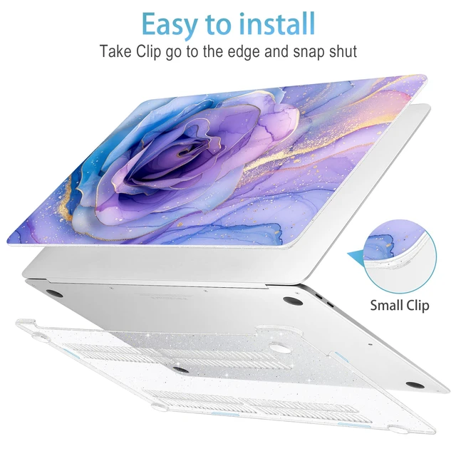 Alt view image 3 of 5 - Mektron Case for MacBook Air 13 inch M1 A2337 A2179 A1932,Hard Cover 2018-2021 Air 13-inch with Touch ID, Exclusively Designed Protective Shell with Keyboard Skin+Screen Protector, Rose Marble