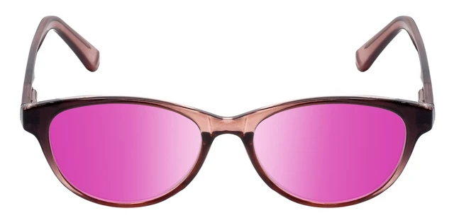 Alt view image 5 of 5 - Medspex Corinne McCormack Polly Color Therapy Reading Glasses +0.50 Pink Black Fade/Passion Purple Womens Fluorescent Light Sensitivity Chromotherapy Chakra Healing