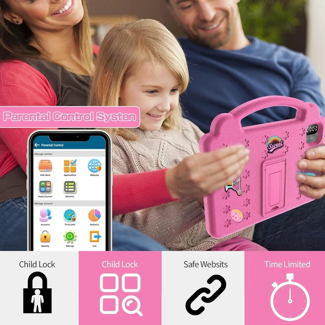 Alt view image 4 of 5 - VOLENTEX 10 Inch Kids Tablet with Handle Case,Android 15 Tablets for Age 3-12,64GB Educational Pad,Parental Control,5G WIFI6,Dual Camera,6000mAh,Bluetooth (Pink)