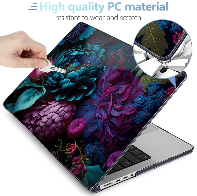Alt view image 4 of 5 - MEEgoodo Compatible with MacBook Pro 14 inch Case (M5/M4/M3/M2/M1) Pro/Max 2026 2025 2024 2023 2021, Case Fit Model A3427/A3426/A3434/A3112/A3401/A3185/A2918/A2992/A2779/A2442,Beautiful Fantasy Flower