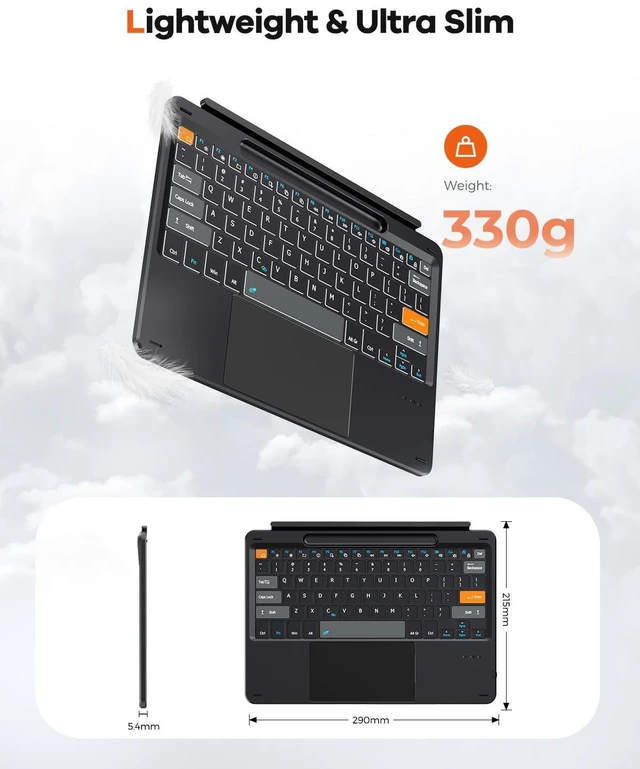 Alt view image 3 of 5 - Doohoeek Surface Pro 12 12-inch 2025 Keyboard, Bluetooth Keyboard with Touch Pad & Pen Slot & Lighting Keys Compatible with Surface Pro Copilot+ 12", Ultra-Slim Wireless Keypad for Windows 11