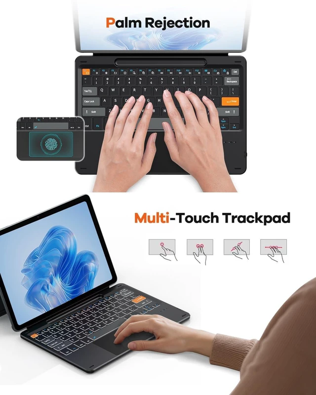 Alt view image 4 of 5 - Doohoeek Surface Pro 12 12-inch 2025 Keyboard, Bluetooth Keyboard with Touch Pad & Pen Slot & Lighting Keys Compatible with Surface Pro Copilot+ 12", Ultra-Slim Wireless Keypad for Windows 11