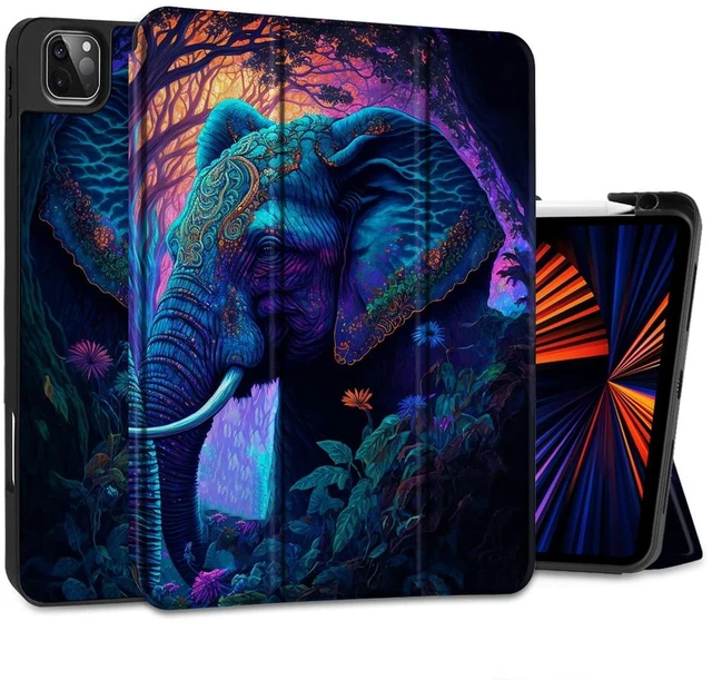 Main image of MEEgoodo Case for iPad Pro 12.9 Case M2 6th/5th/4th/3rd Generation 2022 2021 2020 2018, Protective Tablet Cover with Soft Back Shell for Kids, Elephants