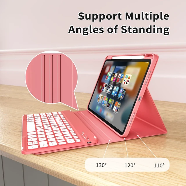 Alt view image 5 of 5 - kenke Keyboard Case for iPad (A16) 11'' 2025, 10th Generation 10.9'' 2022