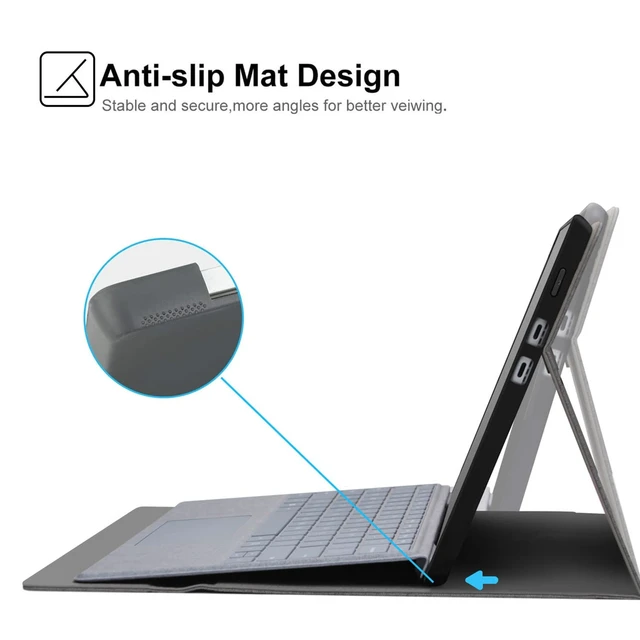 Alt view image 2 of 5 - Megoo Surface Pro X Case Cover for Microsoft Surface Pro X 13" with Stylus Pen Holder Multiple Angle Adjustment Folio Stand Protective Case