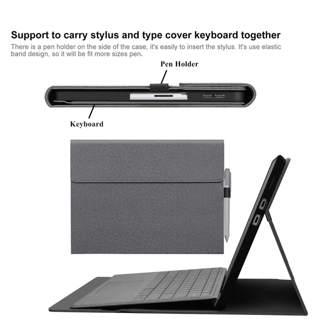 Alt view image 5 of 5 - Megoo Surface Pro X Case Cover for Microsoft Surface Pro X 13" with Stylus Pen Holder Multiple Angle Adjustment Folio Stand Protective Case