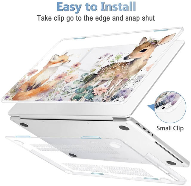 Alt view image 3 of 5 - Mektron for 2026 MacBook Pro 14-inch M5 Case A3427 A3426 Fits 2025-2021 A3434 M4 A3112 A3401 A3185 M3 A2918 A2992 M2 A2779 M1 A2442 Pro/Max, Printed Plastic Hard Shell Laptop Cover, Fox and Deer