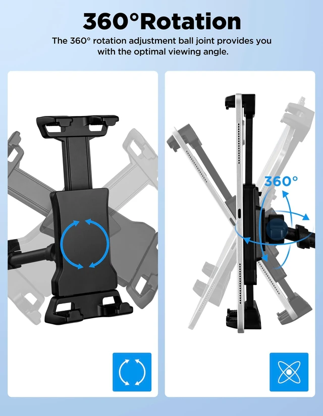 Alt view image 5 of 5 - Tablet Holder for Microphone Stand with Power Bank Clip, iPad Music Stand