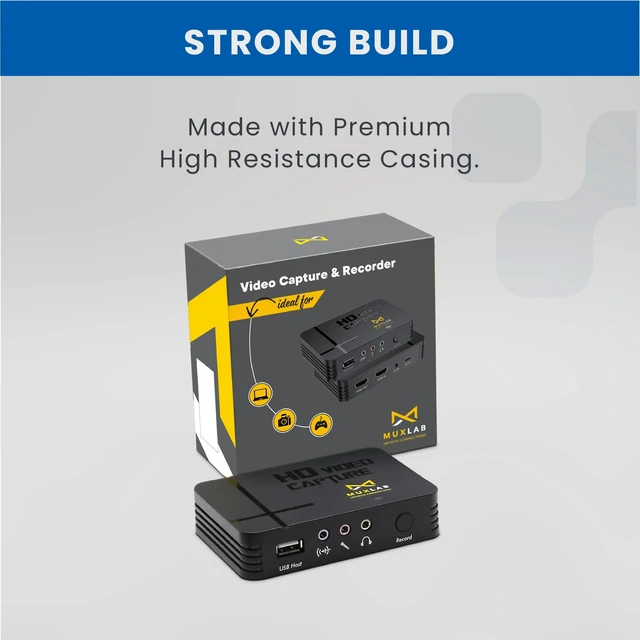 Alt view image 3 of 5 - MuxLab Video Capture Recorder Device ^^ HDMI to USB Recorder ^^ Capture Video 1080P 60FPS ^^ Save 1080P 30FPS ^^ for PC, Game Consoles, TV Set Top Boxes ^^ No Driver Required ^^ Portable Game Recorder