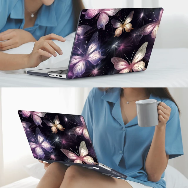 Alt view image 5 of 5 - Mektron Case for M5 MacBook Pro 14 inch 2026 Model A3427 A3426 Fit 2025-2021 Model A3434 A3112 M4 A3112 A3401 A3185 M3 A2918 A2992 M2 A2779 M1 A2442 Pro/Max Cover, Glittering Butterfly