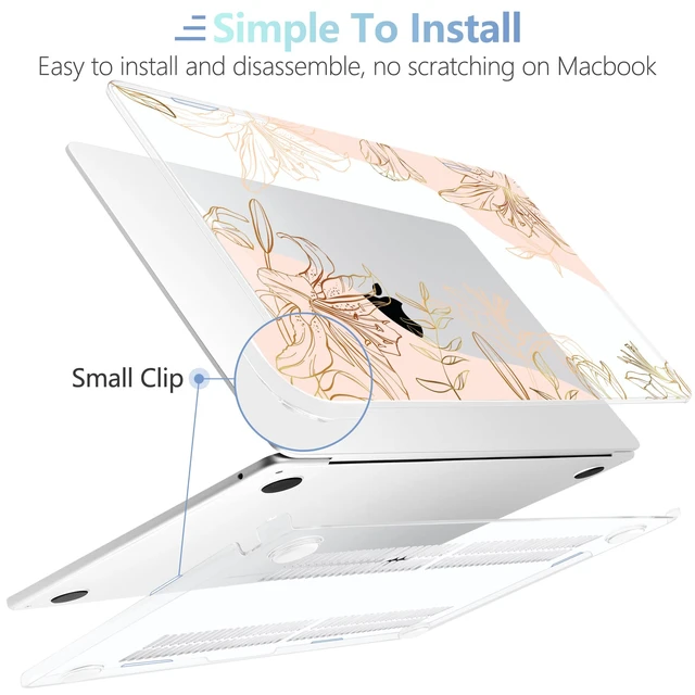 Alt view image 5 of 5 - MEEgoodo for M5/M4/M3/M2 MacBook Air 15 inch Case 2026 2025 2024 2023, Case Fit Model (A3448/A3241/A3114/A2941) for MacBook Air 15.3 inch, Gold Flowers Lilies