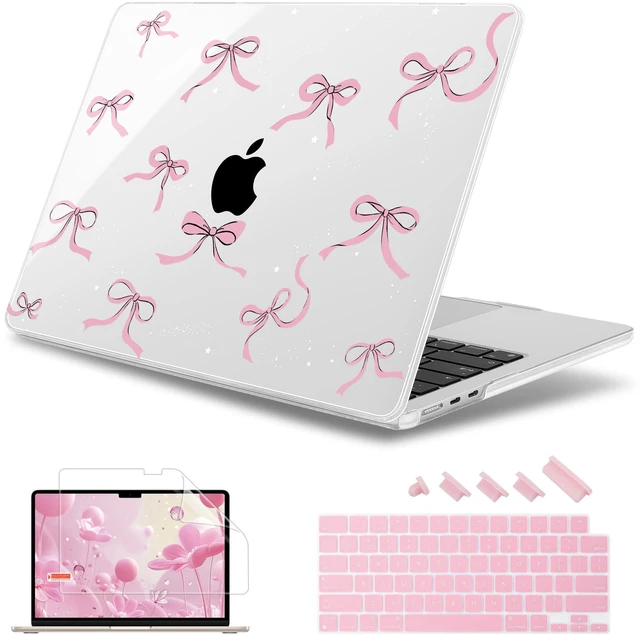 Main image of May Chen for MacBook Air 15 inch Case M5 M4 M3 M2 2026 2024-2023, Model A3448 A3241 A3114 A2941, Closes Seamlessly Hard Shell Laptop Cover with Keyboard Cover, Star Bow