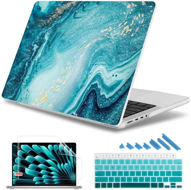 Main image of May Chen for 2026 MacBook Pro 14-inch M5 M4 M3 M2 M1 Pro/Max Chip, Release 2026 2025-2021, Model A3427 A3426 A3434 A3112 A3401 A3185, Plastic Hard Shell with Keyboard Cover, Blue Marble