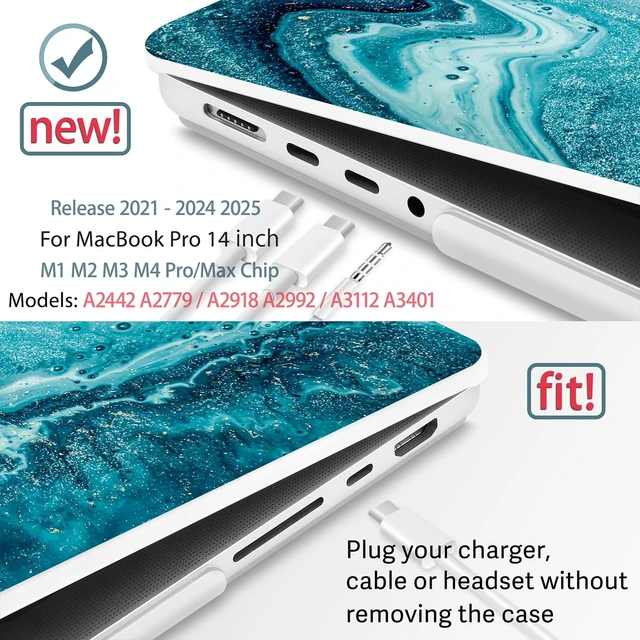 Alt view image 3 of 5 - May Chen for 2026 MacBook Pro 14-inch M5 M4 M3 M2 M1 Pro/Max Chip, Release 2026 2025-2021, Model A3427 A3426 A3434 A3112 A3401 A3185, Plastic Hard Shell with Keyboard Cover, Blue Marble