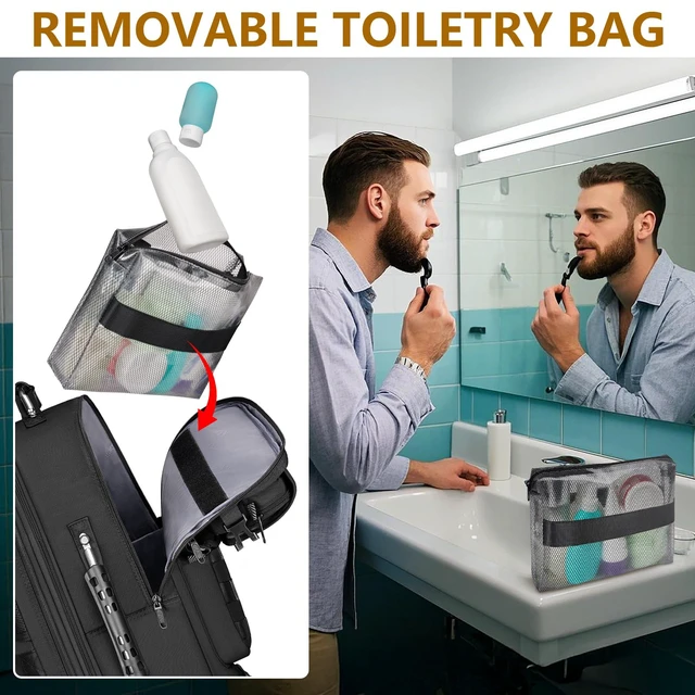 Alt view image 3 of 5 - MATEIN 52L Expandable Travel Backpack with Shoe Compartment & Waist Straps