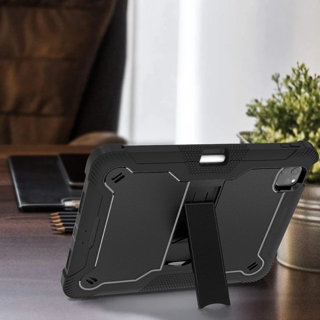 Alt view image 5 of 5 - MAKEIT CASE for ipad Pro 11 Inch Case 2024 M4 with Pencil Holder, Shockproof Premium Smart iPad Case and Kickstand, Support Touch ID and Auto Wake/Sleep, Black