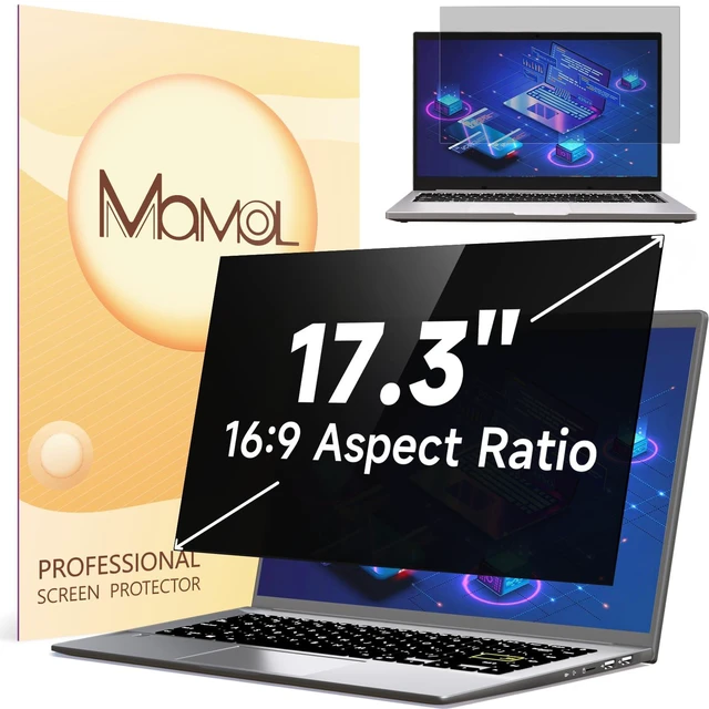 Main image of Mamol Laptop Privacy Screen 17.3 Inch, Anti Blue Light Glare Filter, Removable Shield, Anti-Scratch Screen Protector
