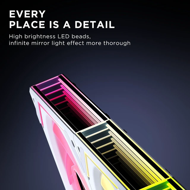 Alt view image 2 of 5 - Jungle Leopard Interstellar V2 120mm Case Fan Infinity Mirror Module Daisy-Chain ARGB Fan Triple Pack with Controller Suitable for Computer Case & 360mm AIO Cooler(White-3pack)
