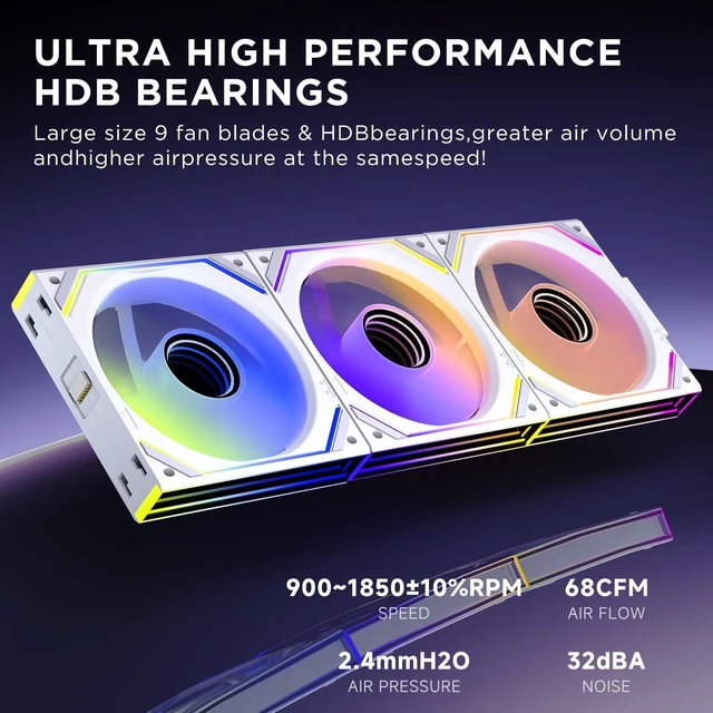 Alt view image 3 of 5 - Jungle Leopard Interstellar V2 120mm Case Fan Infinity Mirror Module Daisy-Chain ARGB Fan Triple Pack with Controller Suitable for Computer Case & 360mm AIO Cooler(White-3pack)