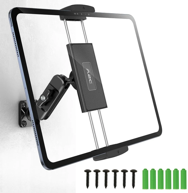 Main image of A2C Heavy Duty Drill Base Tablet Mount for Wall/Truck/Car/Boat, Metal Base & Arm Tri-Pivot Adjustable iPad Wall Mount Compatible with All 4.7-13 Devices