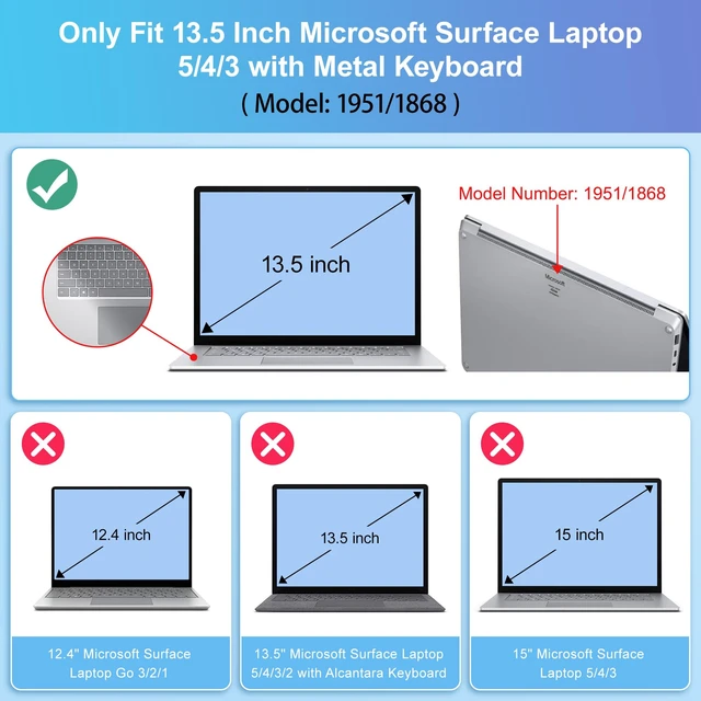 Alt view image 2 of 5 - Mektron Case for 13.5" Microsoft Surface Laptop 5/4/3 with Metal Palm Rest Model 1951/1868, 2019/2021/2022 Release Plastic Hard Shell Cover with Screen Protector + Keyboard Cover, Watercolor D