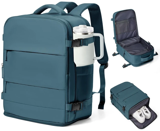 Main image of coowoz Travel Backpack Carry On for Women Man Gym Backpack with Laptop Compartment Mochila de Viaje Teacher Personal Item Backpacks Airplane Accessories Must Haves Peacock Blue,20L