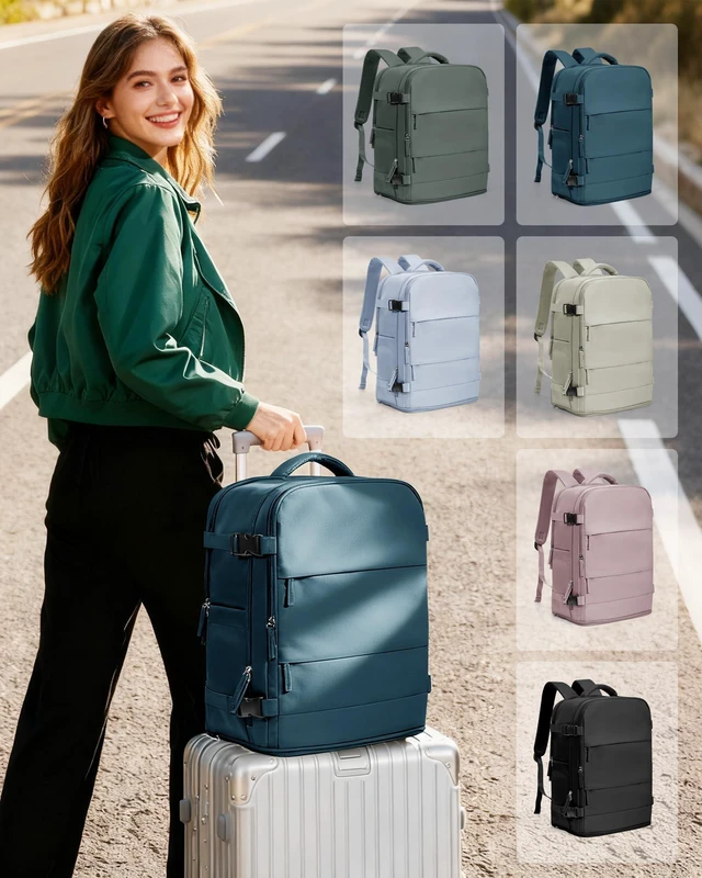 Alt view image 2 of 5 - coowoz Travel Backpack Carry On for Women Man Gym Backpack with Laptop Compartment Mochila de Viaje Teacher Personal Item Backpacks Airplane Accessories Must Haves Peacock Blue,20L
