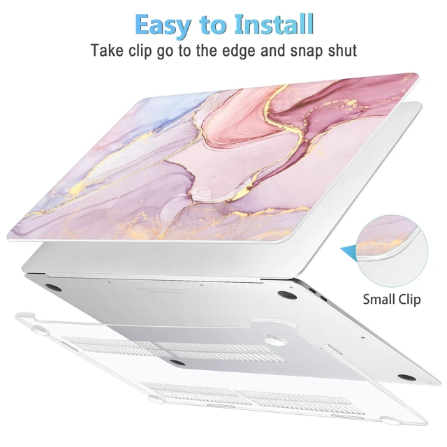 Alt view image 3 of 5 - Mektron for MacBook Air 13 inch Case 2020 2019 2018 Release A2337 M1 A2179 A1932 with Retina Display Fits Touch ID, Plastic Hard Shell & Keyboard Cover & Screen Protector & Webcam Cover, Pink Marble