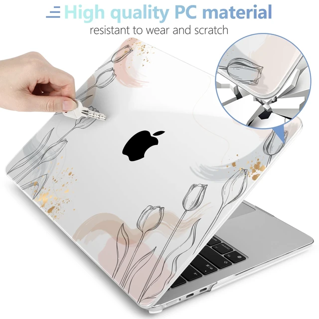 Alt view image 4 of 5 - MEEgoodo Case for M5/M4/M3/M2 MacBook Air 13 inch 2026 2025 2024 2022, Fit Model A3449/A3240/A3113/A2681, Case Compatible with MacBook Air 13.6-inch, Engraving Hand Drawn Floral
