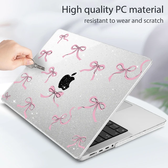Alt view image 5 of 5 - May Chen for 2026 MacBook Pro 14-inch M5 M4 M3 M2 M1 Pro/Max Chip, Release 2026 2025-2021, Model A3427 A3426 A3434 A3112 .., Plastic Hard Shell with Keyboard Cover, Bow Clear Glitter