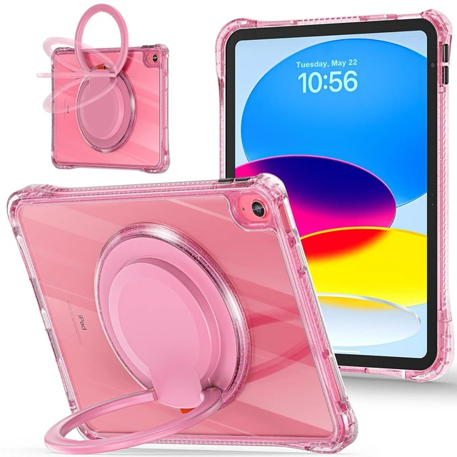 Main image of MEEgoodo Case for iPad A16 11th Generation 11 inch 2025, Cover for iPad 10th Generation 2022, Glitter Tablet Cases with Soft TPU & Transparent PC & Rotating Stand for Kids, Pink