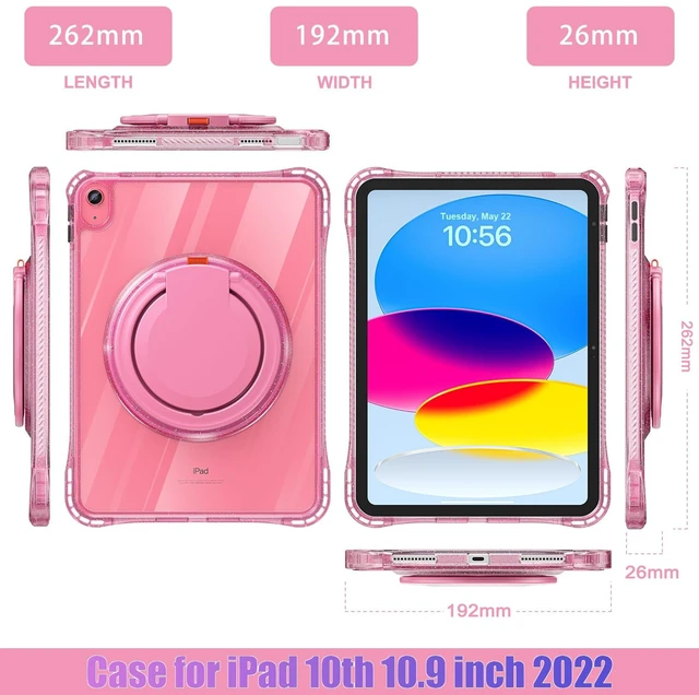 Alt view image 4 of 5 - MEEgoodo Case for iPad A16 11th Generation 11 inch 2025, Cover for iPad 10th Generation 2022, Glitter Tablet Cases with Soft TPU & Transparent PC & Rotating Stand for Kids, Pink