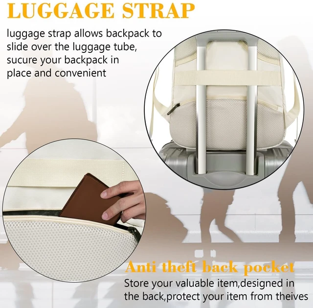 Alt view image 4 of 5 - MATEIN Beige Women Backpack for Work, 15.6 Inch Slim Travel Laptop Bag
